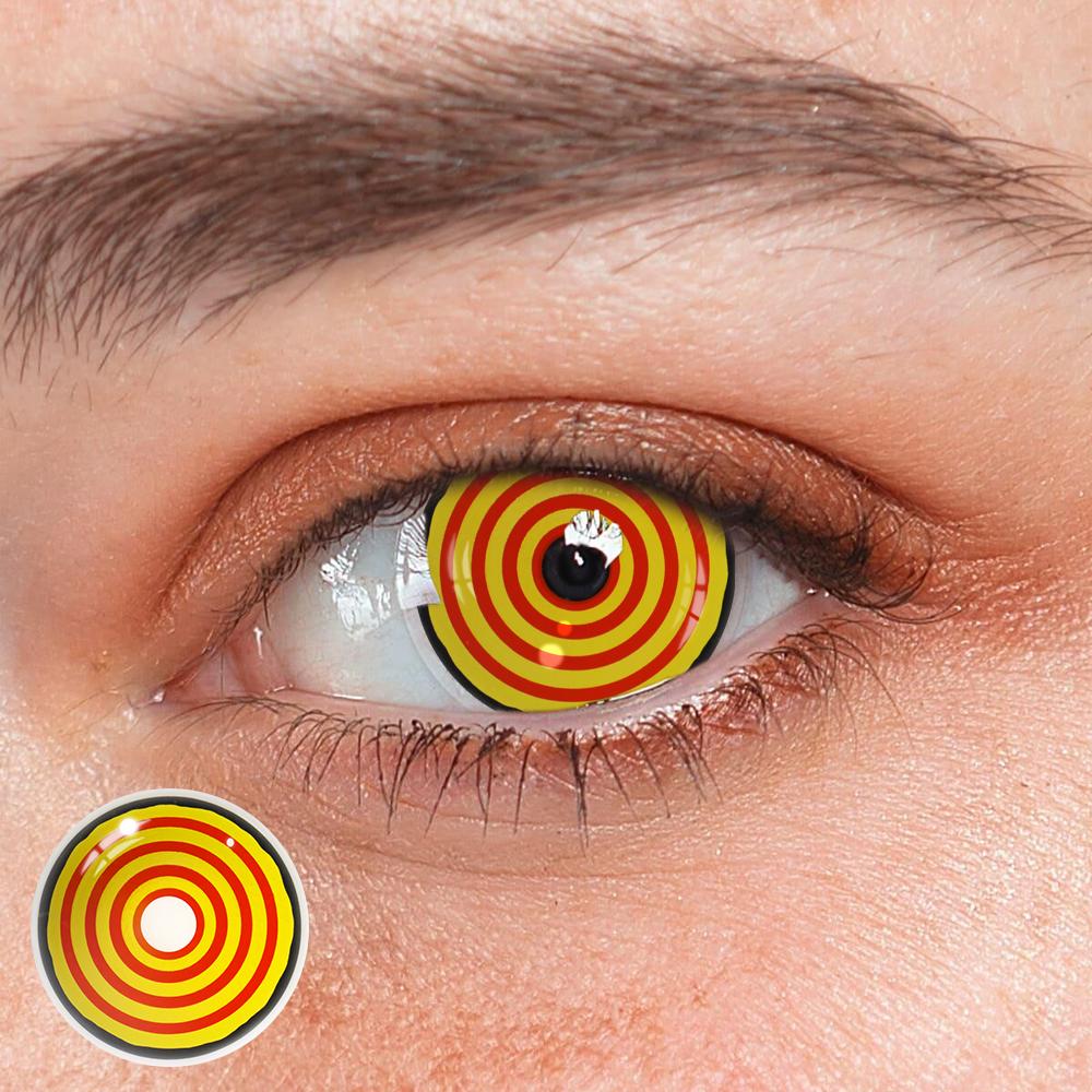 Cosplay Circle Line Red Yellow Colored Contact Lenses - Roseibase