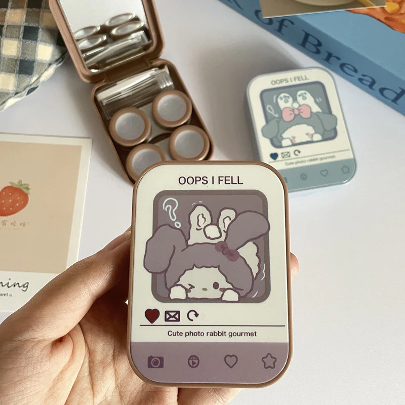 INS Niche Cute Illustration Colored Contact Lens Case - Roseibase