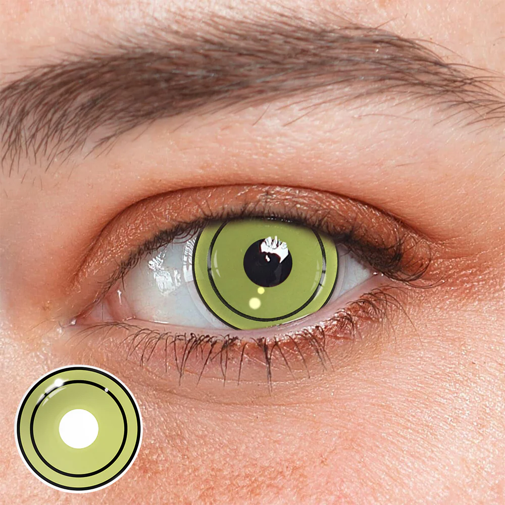 Cosplay Circle Line Black Green Colored Contact Lenses - Roseibase