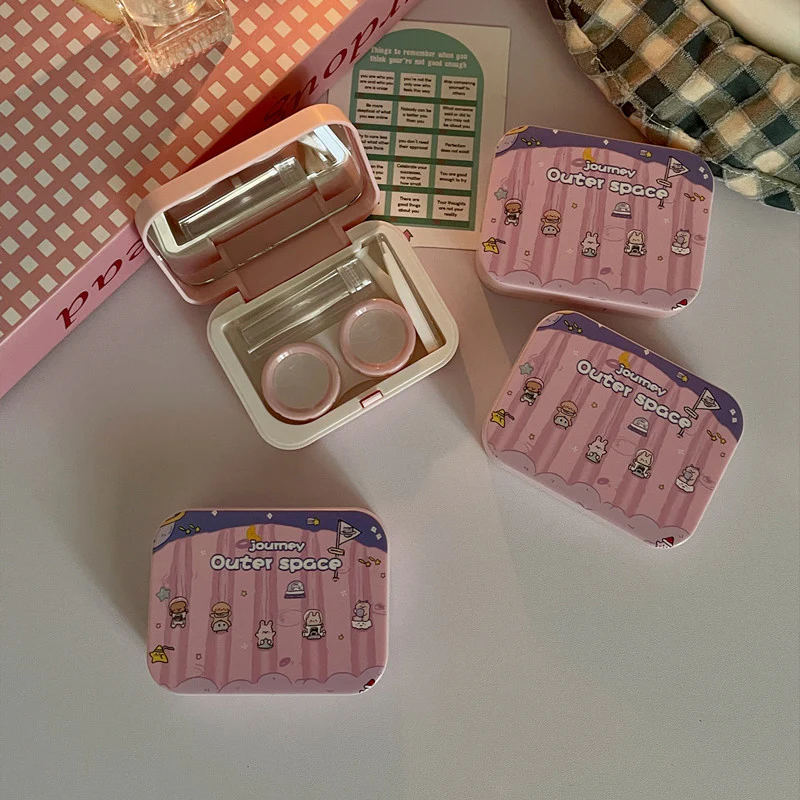 Cute Cartoon Simple Colored Contact Lens Case - Roseibase