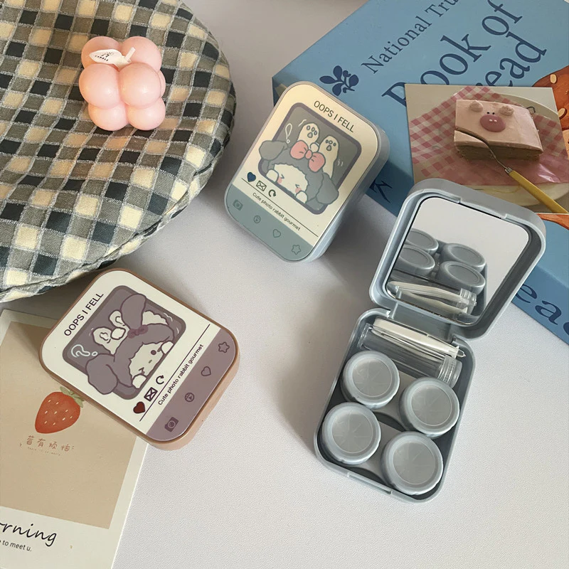 INS Niche Cute Illustration Colored Contact Lens Case - Roseibase