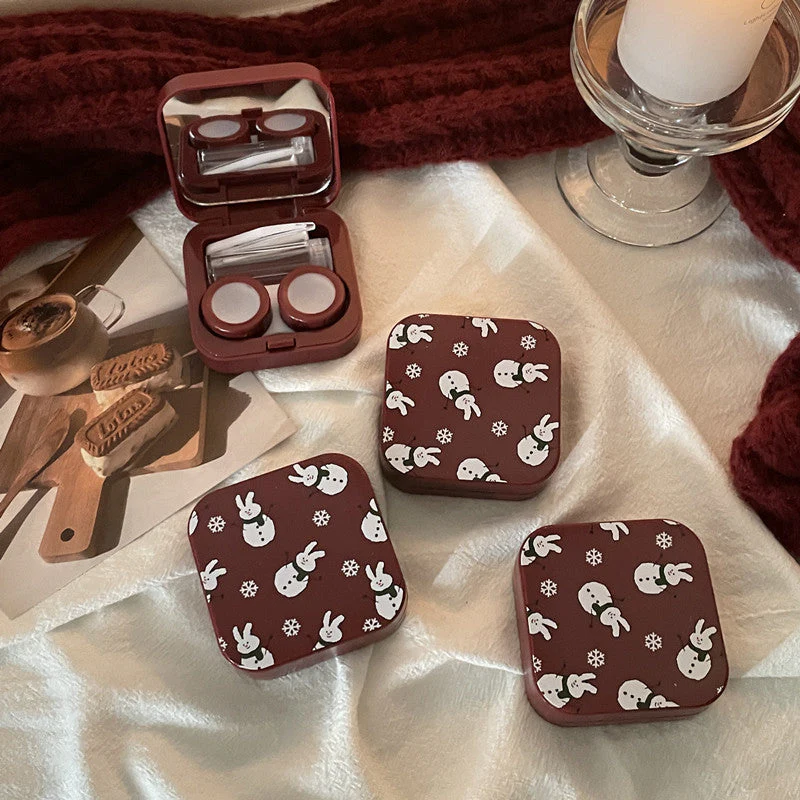 INS Niche Design Wine Red Colored Contact Lenses Case - Roseibase