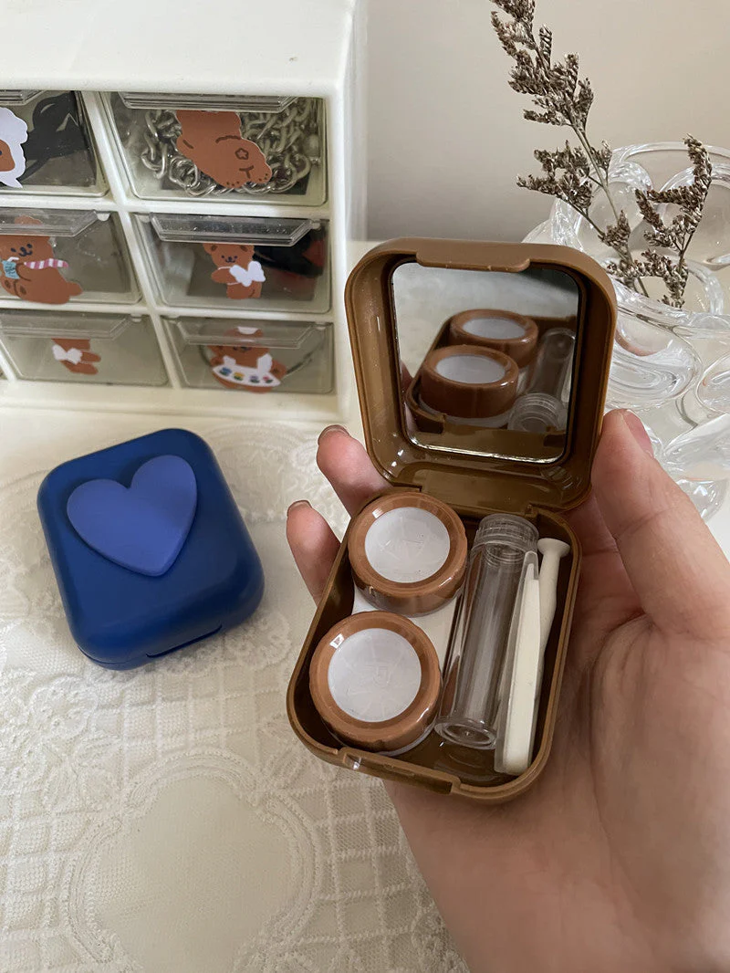 Heart Shape Colored Contact Lens Case - Roseibase