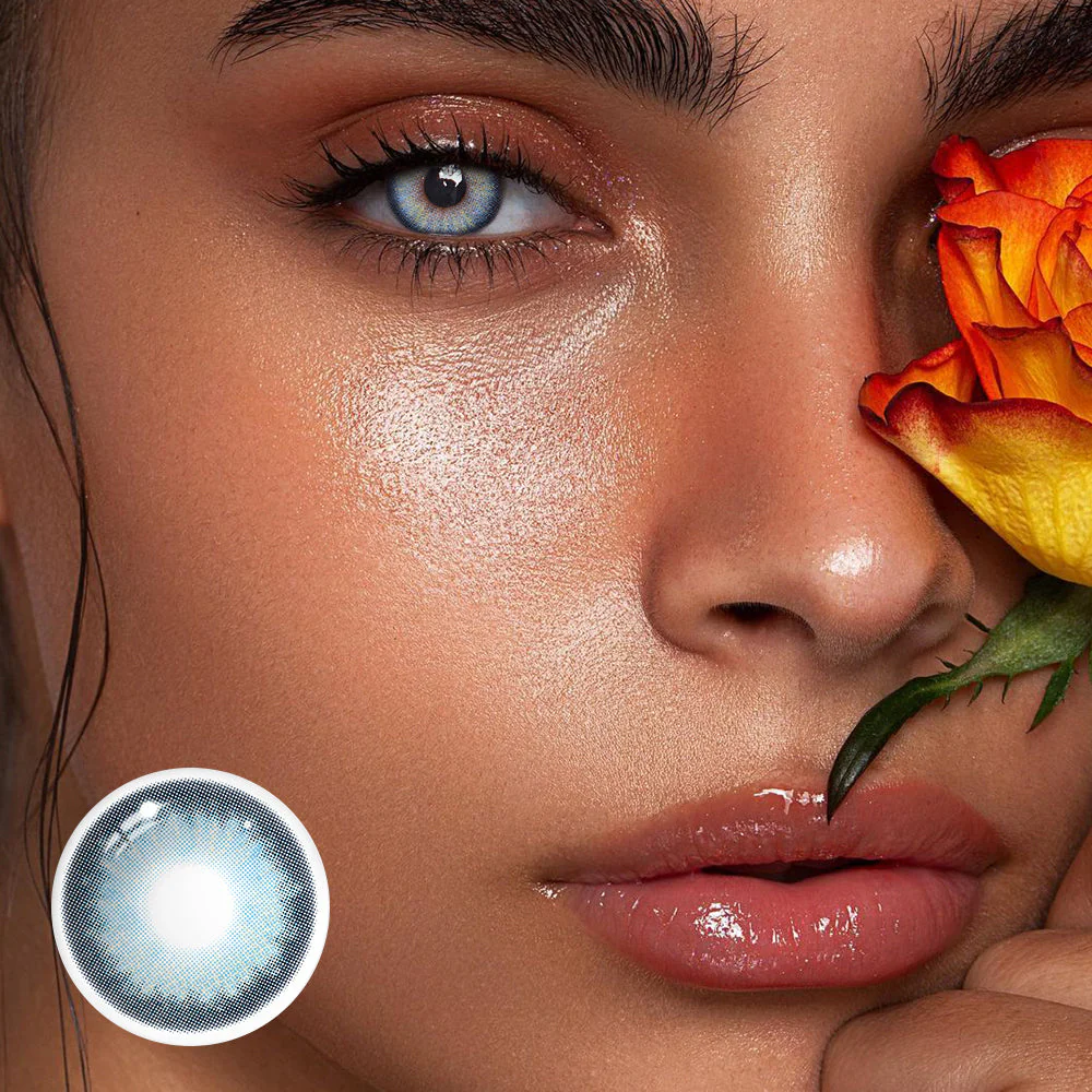 Aine Swan Lake Blue Prescription Colored Contact Lenses - Roseibase