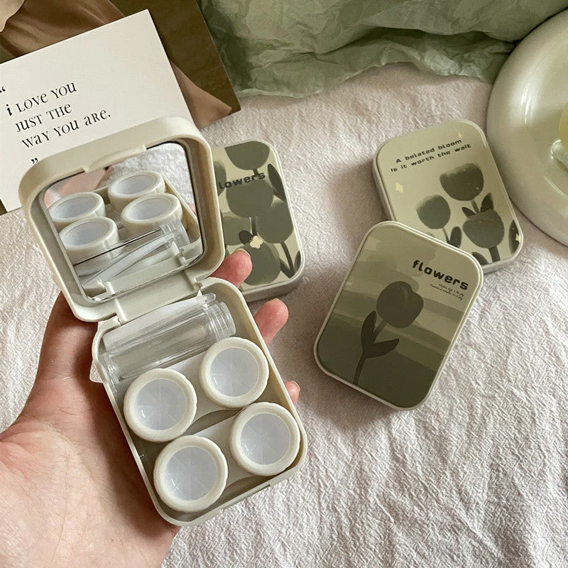Ins Oil Painting Tulip Colored Contact Lens Case - Roseibase
