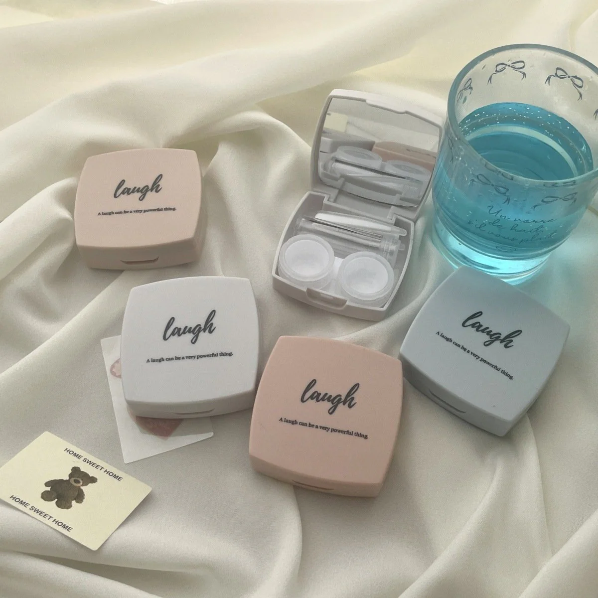 Ins Simple Colored Contact Lens Case - Roseibase
