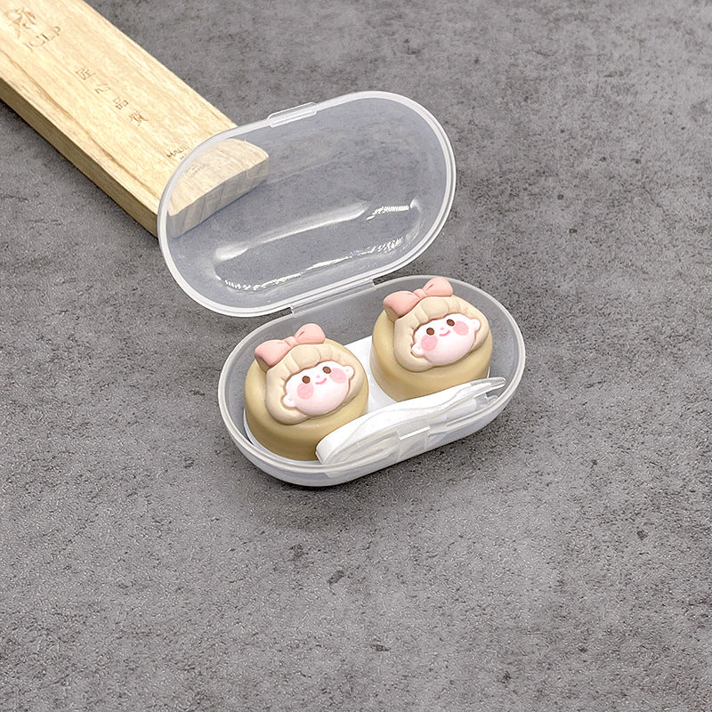 Lovely Girl Head Colored Contact Lens Case - Roseibase