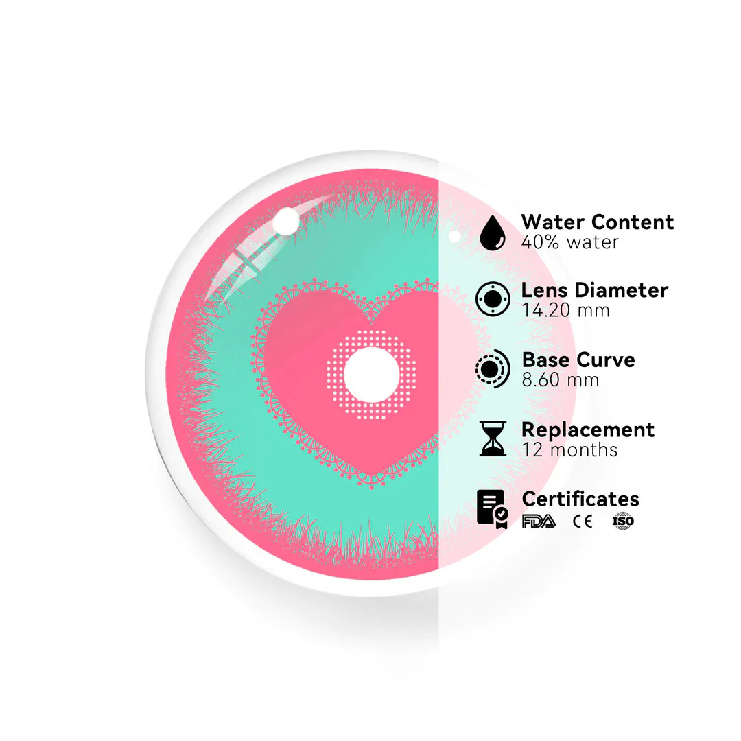Cosplay Pink love Green Colored Contact Lenses - Roseibase