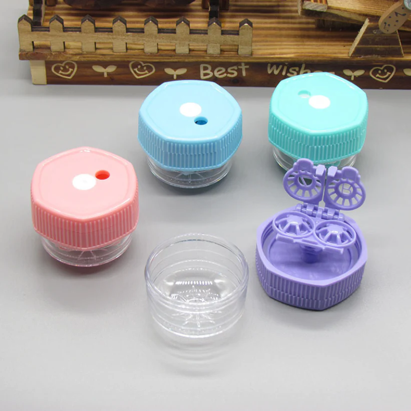 Manual rotary cleaning Multicolor Colored Contact Lens Case - Roseibase