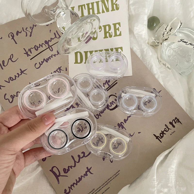 Clear Simple Colored Contact Lens Case - Roseibase