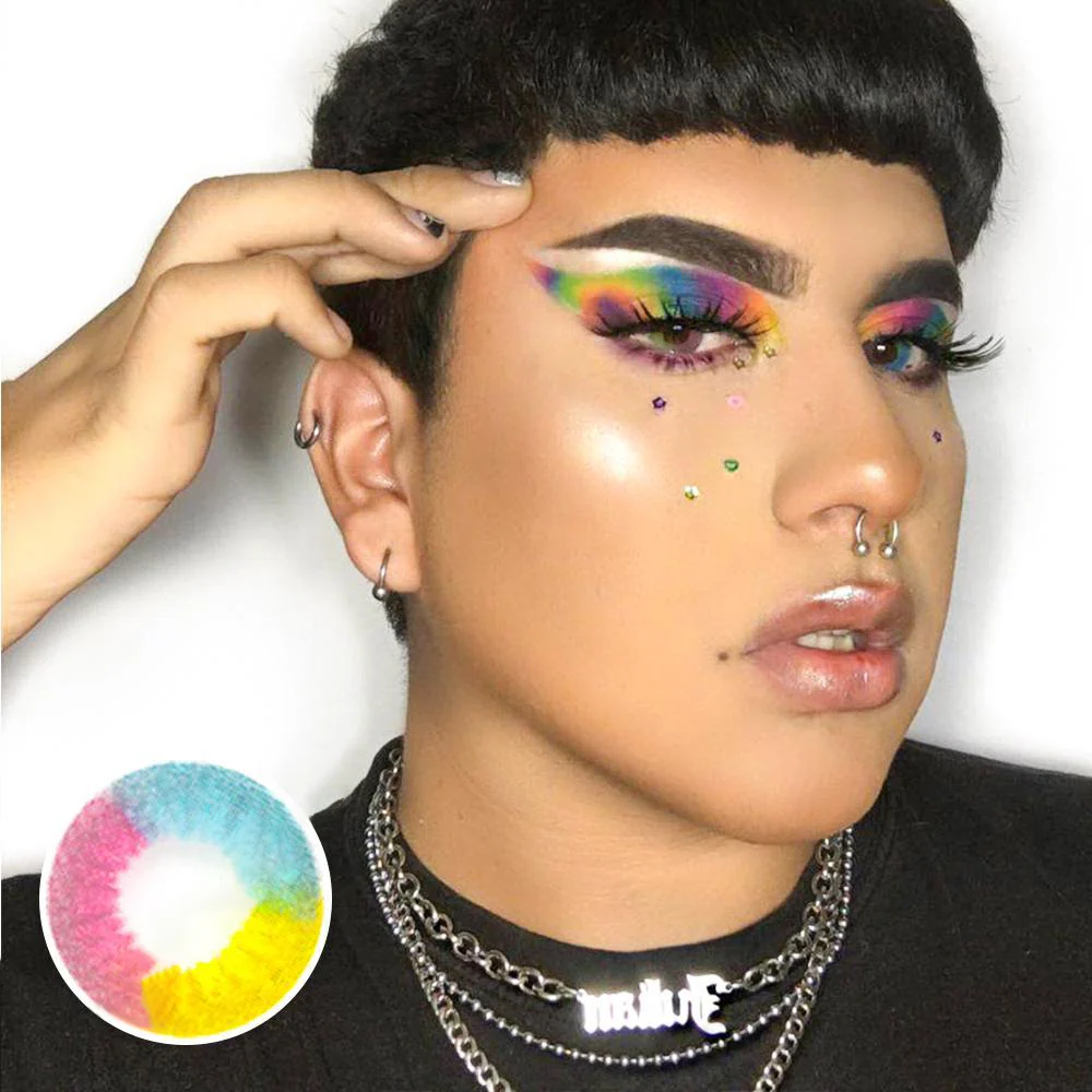 Halloween Rainbow Multi Rainbow Colored Contact Lenses - Roseibase