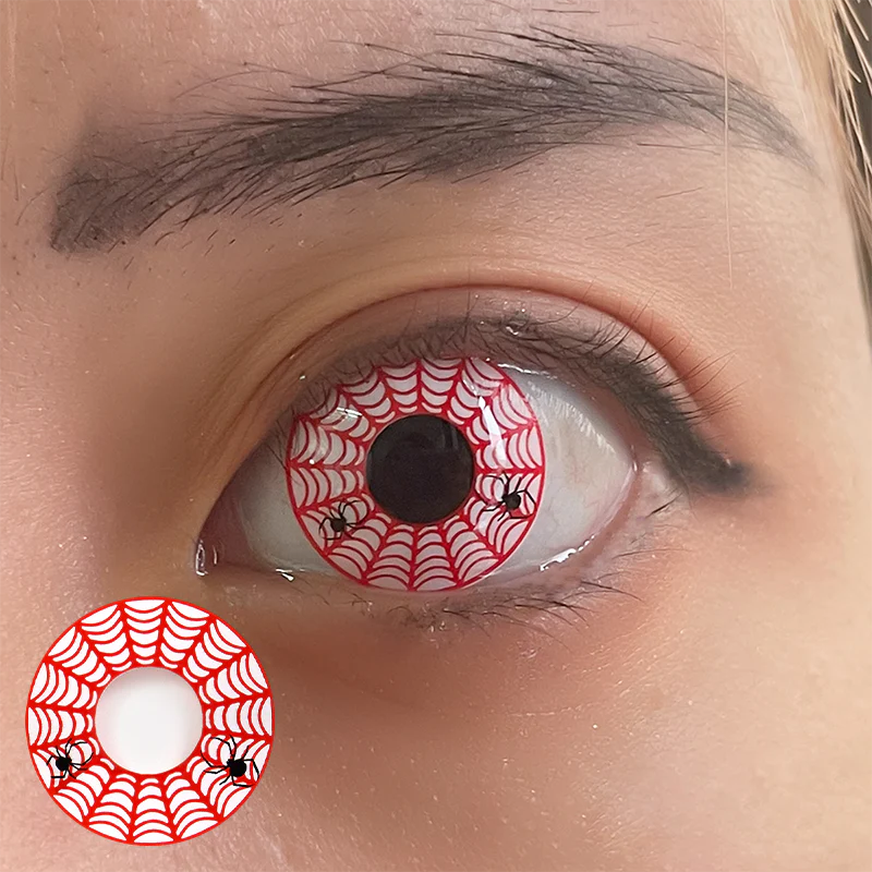 Halloween Spider Web Red Contact Lenses - Roseibase