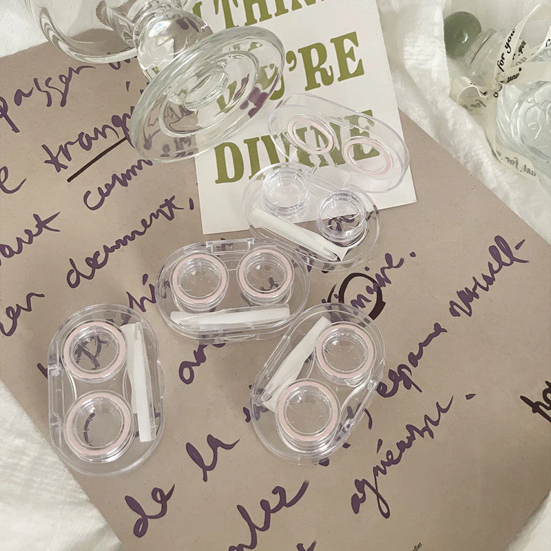 Clear Simple Colored Contact Lens Case - Roseibase