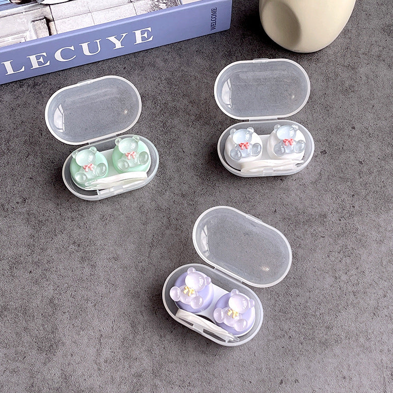 INS Simple Bear Colored Contact Lens Case - Roseibase