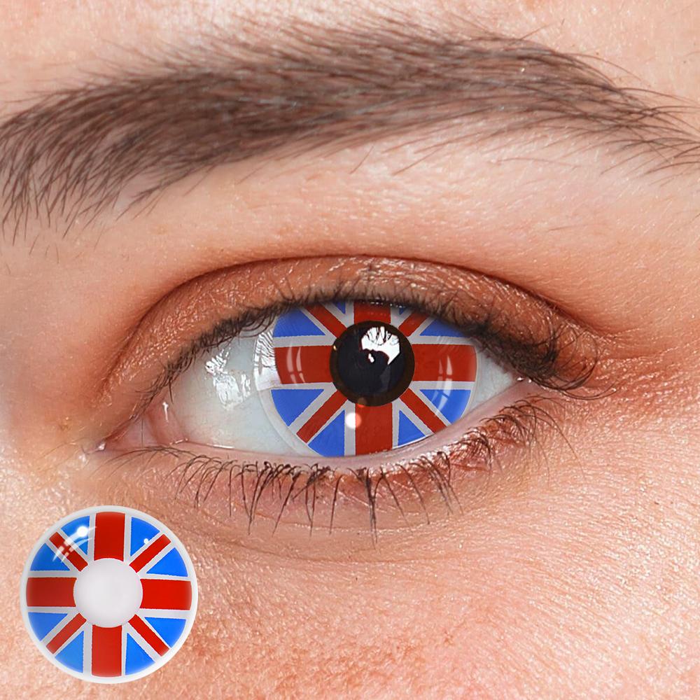 Cosplay Britain Flag Blue Colored Contact Lenses - Roseibase