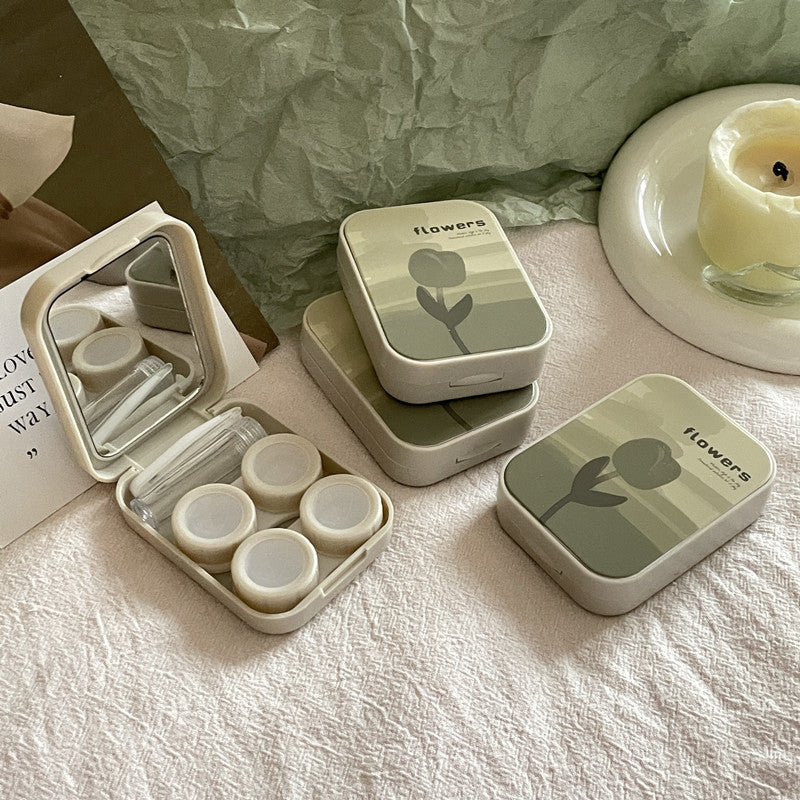 Ins Oil Painting Tulip Colored Contact Lens Case - Roseibase