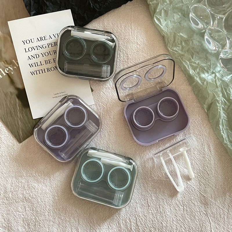 Ins Transparent Mini and Simple Colored Contact Lens Case - Roseibase